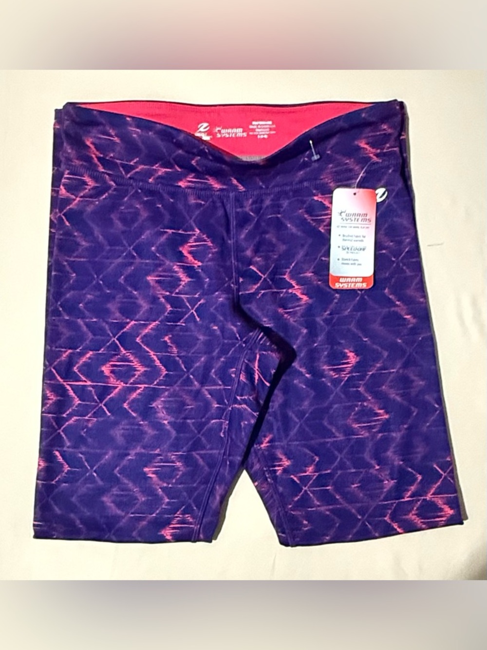MWT. Women's Warm Systems Purple & Pink Geometric Print Leggings - Picture 4 of 7